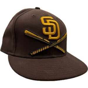 SD PADRES SAN DIEGO MLB Brown Baseball Cap with Yellow Logo and Crossed Bats